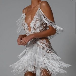 The Dolls House White Fringe & Sequin Party Dress